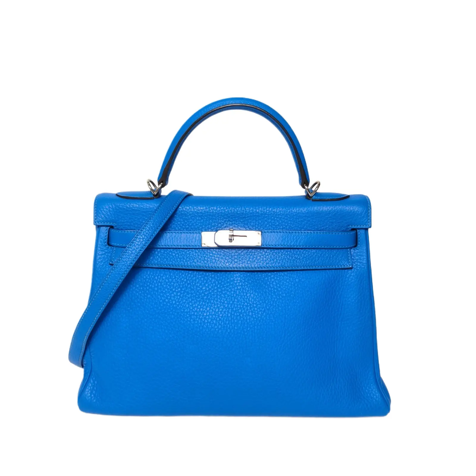 Pre-owned HERMÈS 【alea】 Kelly 32 Bleu Sirène(T7) Clemence LeatherP245825816