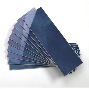 30 PCS Peel and Stick Backsplash Tile for Kitchen/Bathroom/Living Room, 3"x 9" Self-Adhesive Subway Tile, Imitation Glazed Handmade Tiles (Glossy Navy Blue)