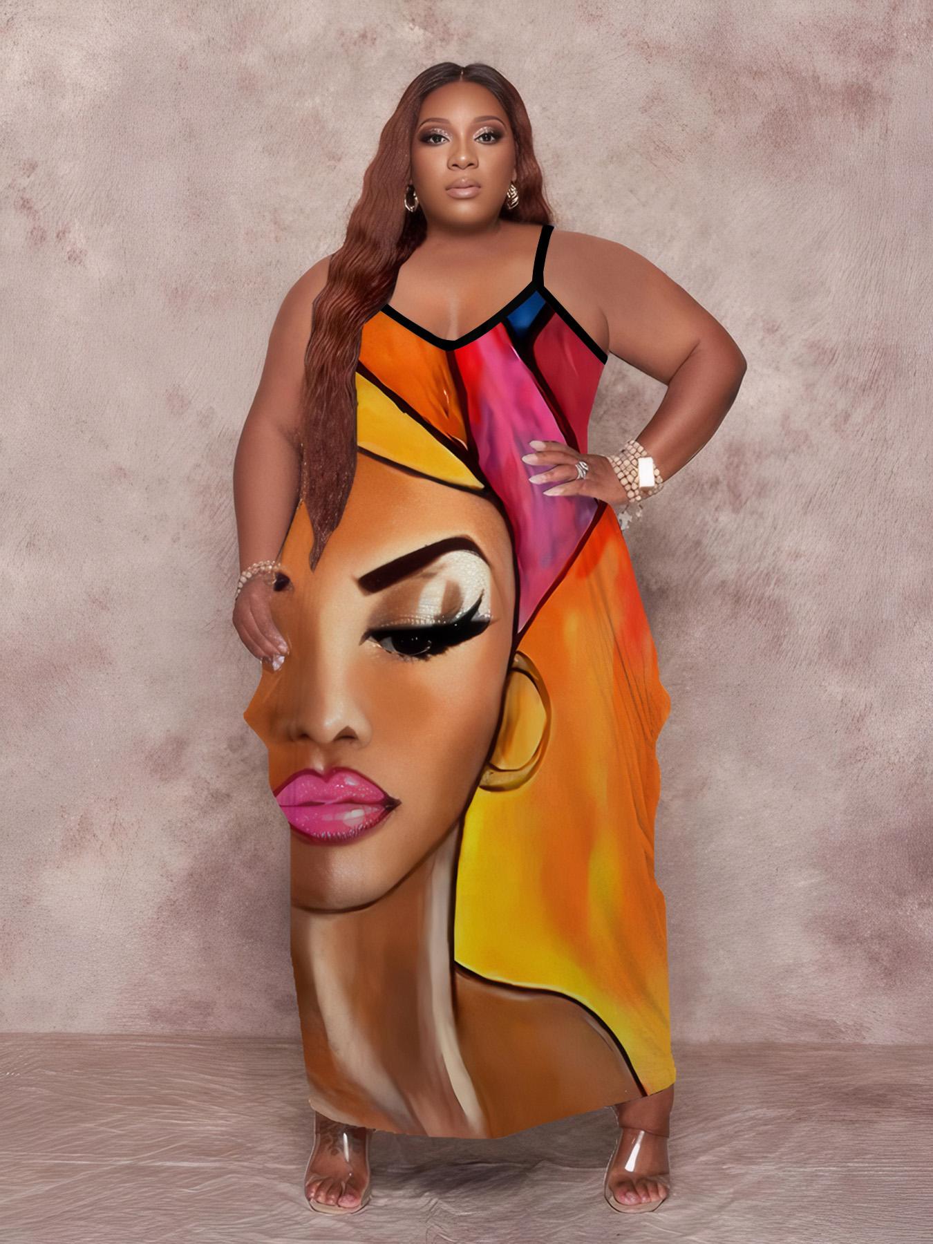 【Plus Size】 Cami Dress, Casual Chic Sleeveless Spaghetti Strap Long Dress for Summer, Women's Plus Clothing for Daily Wear, Womenswear