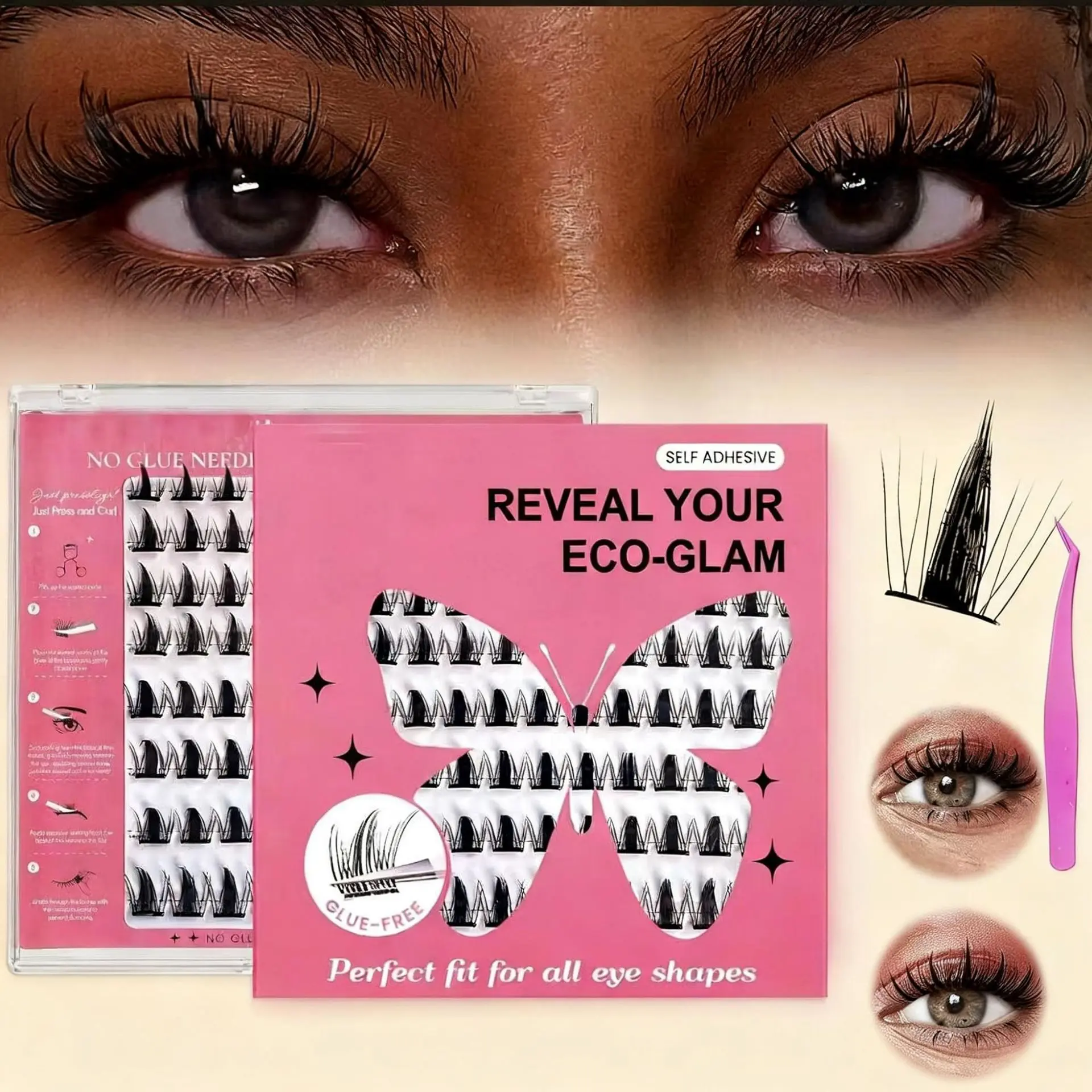 Main Character Energy Self Adhesive Cluster Lash Extensions Single Unit 2.0 Upgraded Pre Glued No Extra Lash Glue Needed Wispy Fluffy Individual Lashes Fit All Eye Shapes Reusable Effortless Glam DIY Eye Makeup For Women Beginners Daily Party Styling
