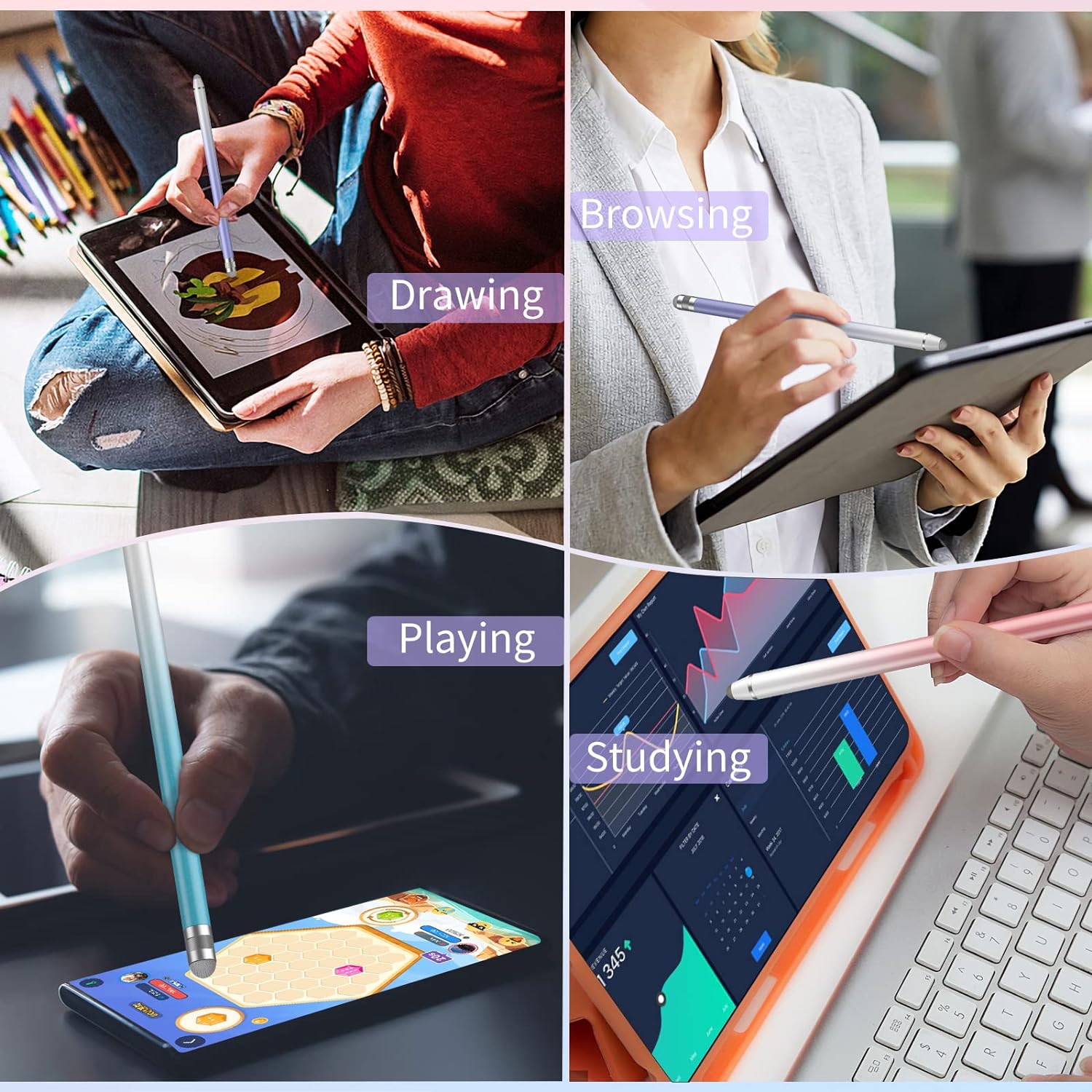 Durable Touch Screen Stylus Pen, Touch Screen Pen, Stylus Pen for iPhone/iPad/Tablet Android/Microsoft Surface, Tablet & Computer Accessories Compatible with All Touch Screens