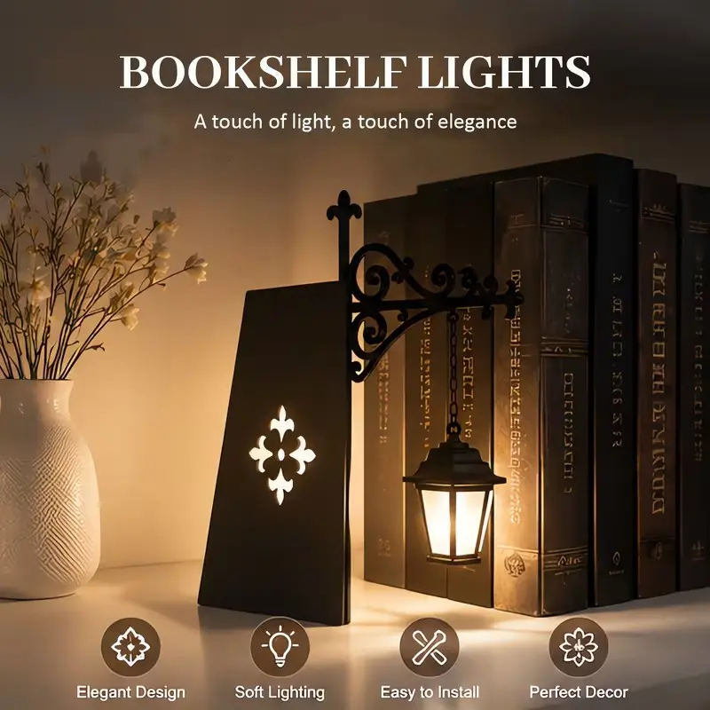 Library Lantern Decorative Bookshelf Lighting, Illuminated Lantern, Mini Hanging Rack, Vintage Fantasy Corner Lamp, Portable Shelf Decoration, Gift for Literature Lovers