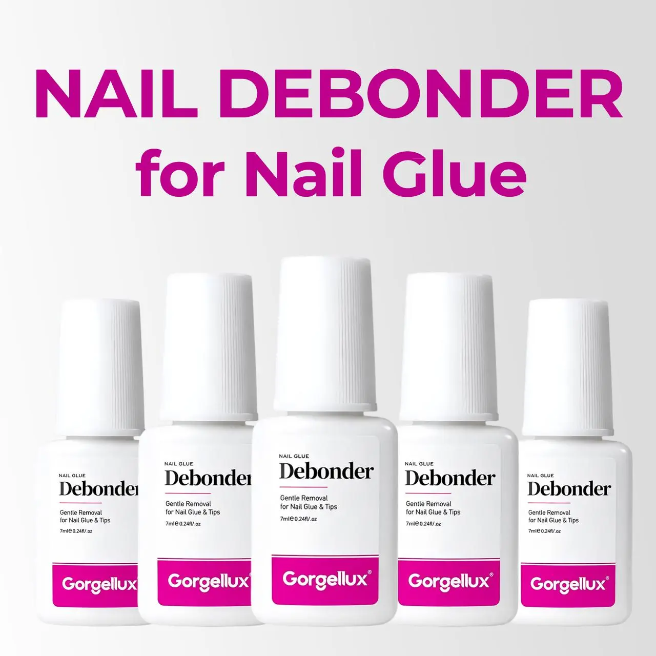 Nail Debonder Set Clear Adhesive Remover for Press On Nails and Nail Glue Removal Fast Dissolving Manicure Tool 7g x 5 Bottles