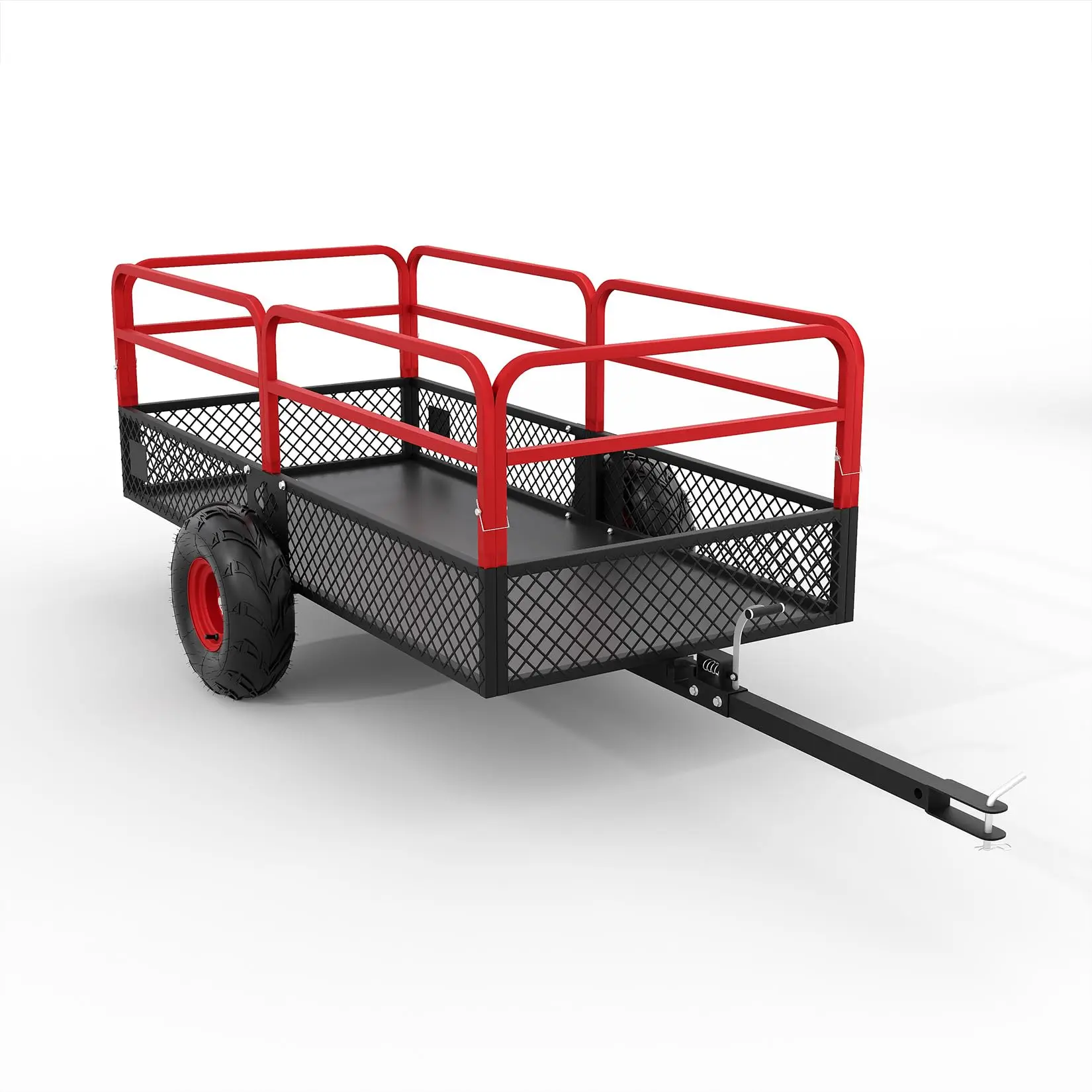 1500 lbs Heavy Duty Steel Tow-Behind Dump Cart, 20 Cubic Foot Yard Trailer for Yard Hauling with Removable Sides, All Terrain Tires for ATV/UTV Users & Tractors