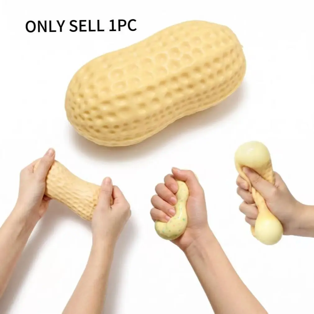 Plush Peanut Shape Sensory Stress Relief Toy, Soft Hand Movement Pressure Release Gift, Crunchy Sound Filler for Adults & Kids