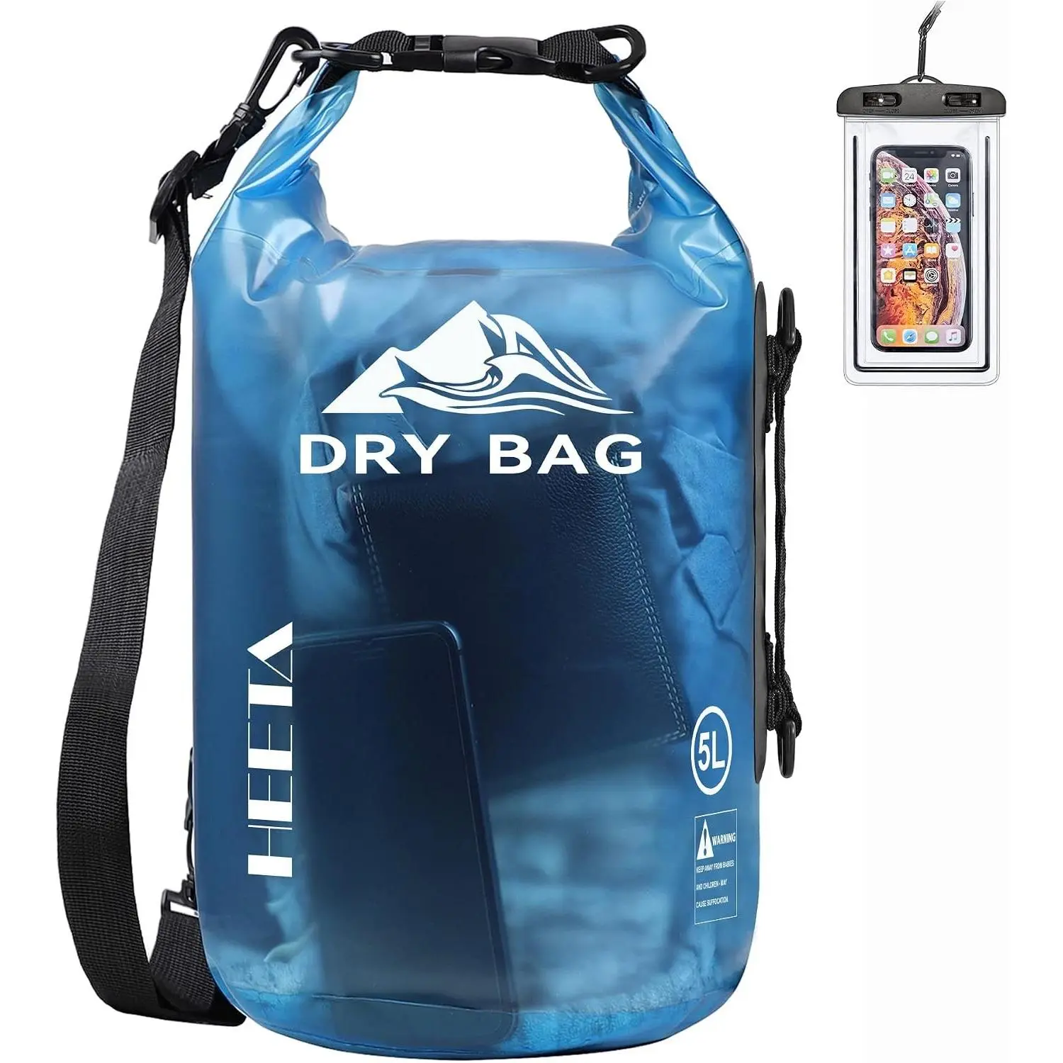Dry Bag Waterproof for Women Men, 5L/10L/20L/30L/40L Roll Top Lightweight Dry Storage Bag Backpack with Phone Case for Travel Swimming Boating Kayaking Paddle Board Camping Beach Accessories