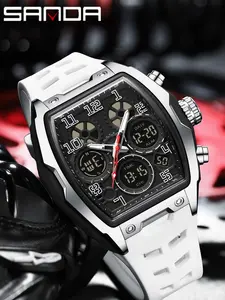 Men's Fashion Electronic Watch, Sport Multifunctional 50m Waterproof LED Digital Quartz Dual Display, Stylish Men's Wristwatch