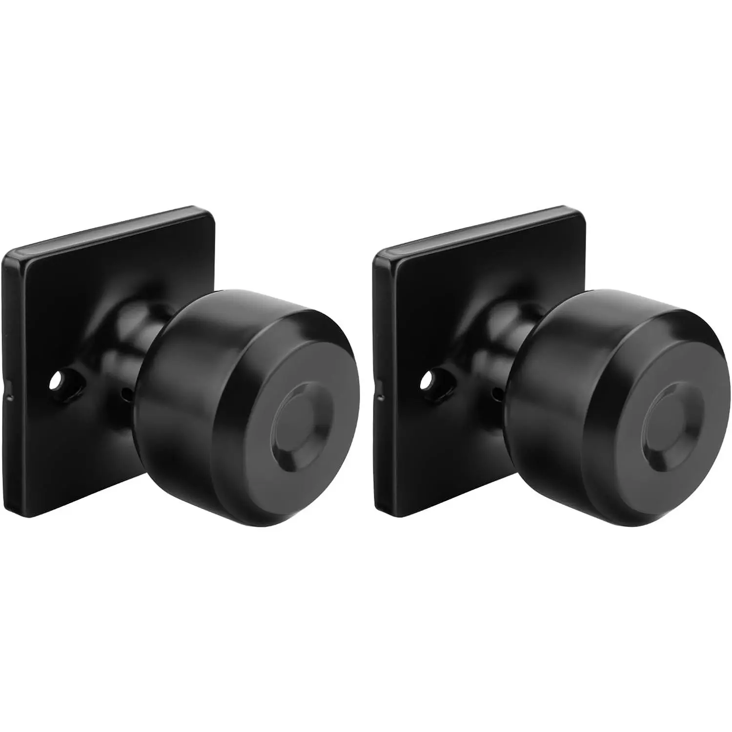 2 Pack Dummy Door Knobs, Matte Black Square Knob Faceplate Inactive Half, No-Turning Door Dummy Knob for Closet Doors