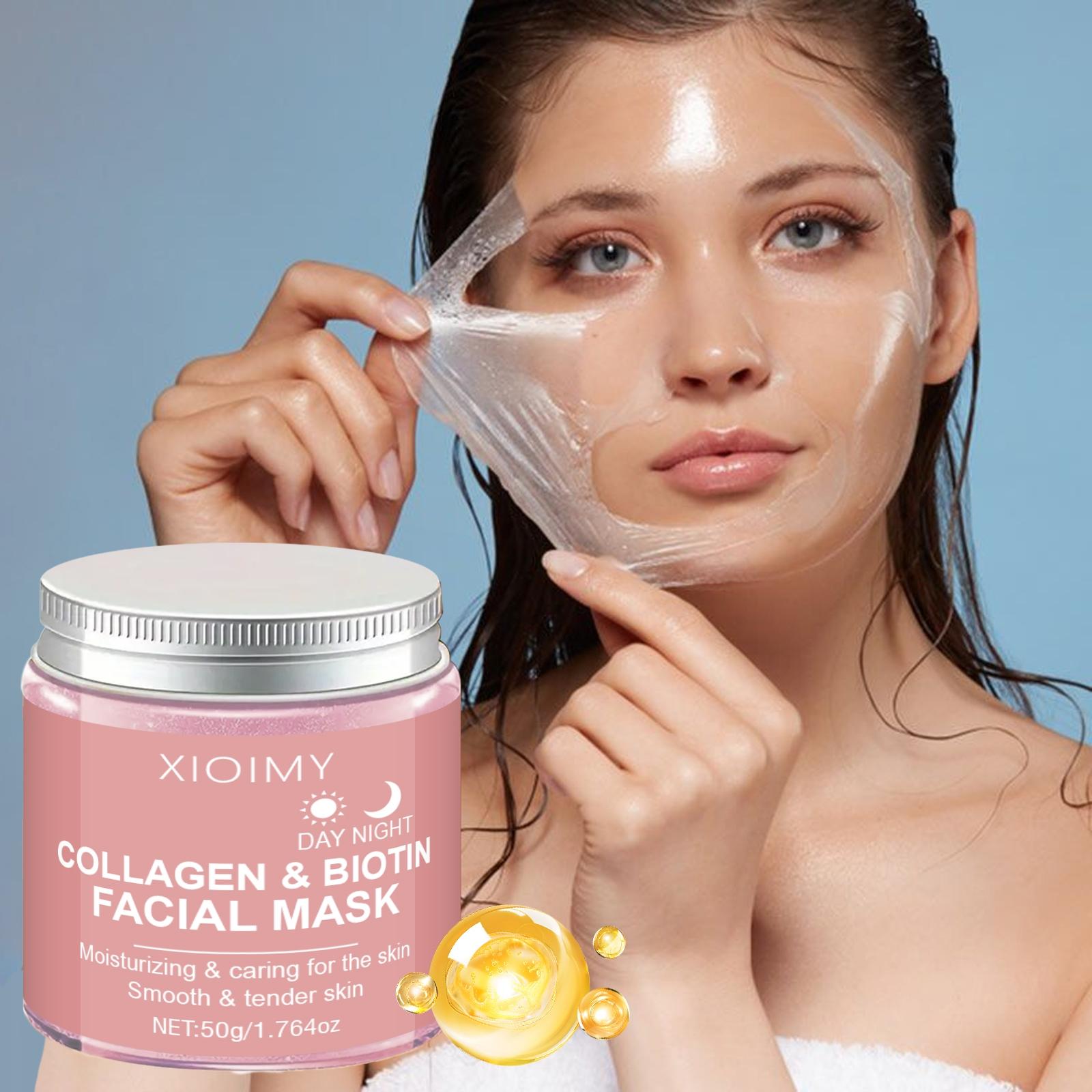 2pcs Collagen Face Mask Biotin Kojic Turmeric Night Day Mask Set, Rich in Collagen Essence, Hydrating & Smooth Skin, Adds Vitality & Glow, Moisturizing Beauty Mask, Gel Mask, Facial Mask, Collagen Masks