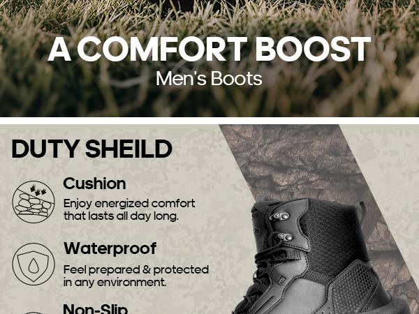 NORTIV 8 [HydroRange] Men's Tactical Combat Work Boots Footwear Closed Patrol Shoes Black work boots Fathersdaygift Boy Men Boots Safety Trainers Workboots