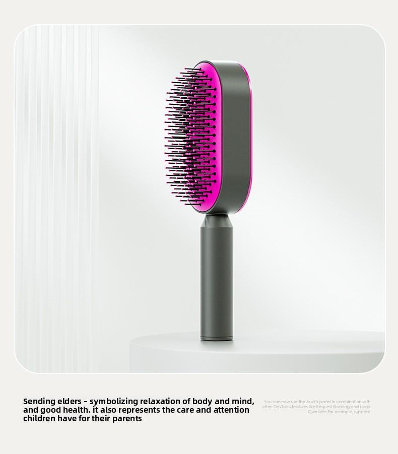 Luxury upgraded version, featuring a push-button cleaning design, suitable for women with long hair, popular air cushion massage comb