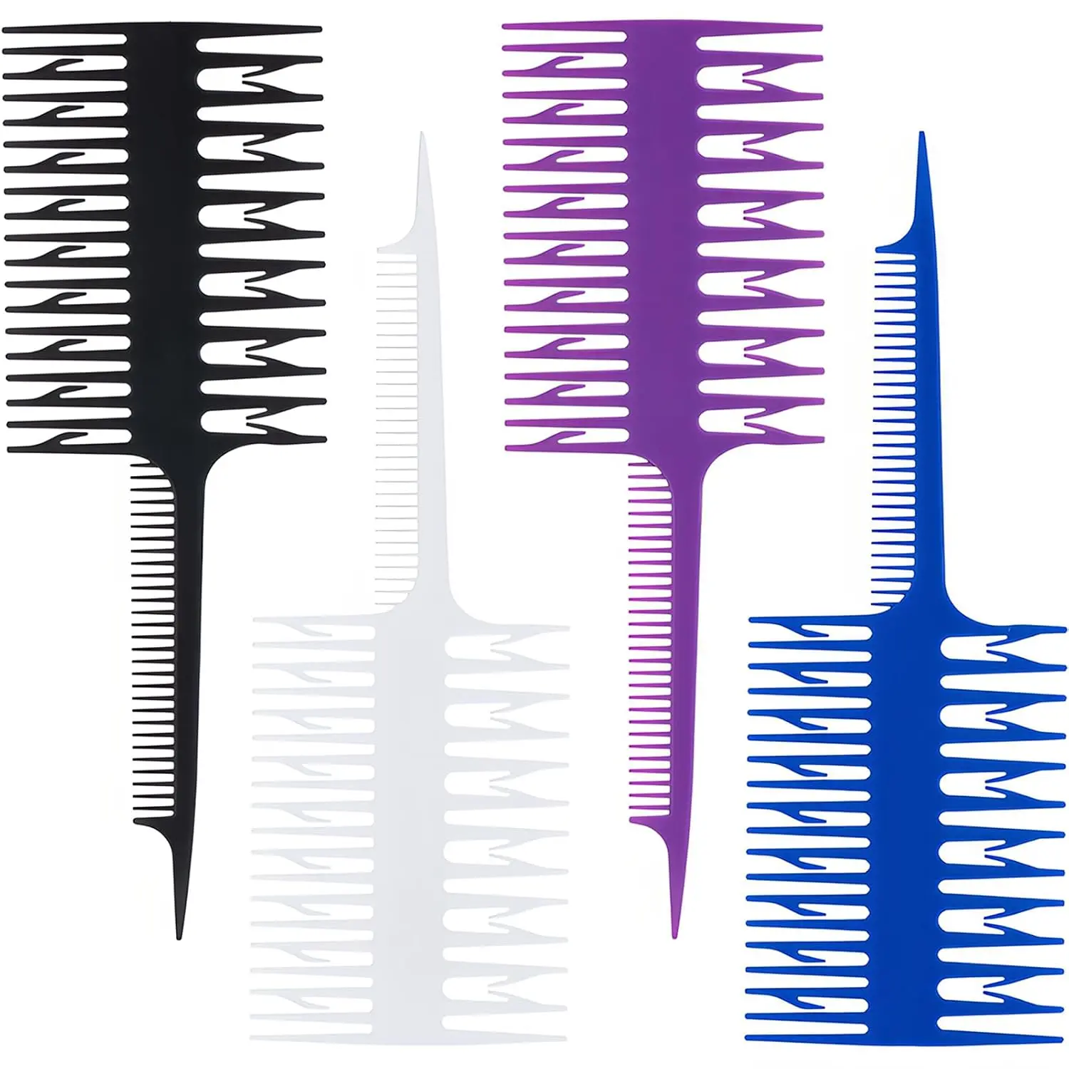 Salon Hair Foiling and Highlighting Combs, 4Pcs Double-Sided Fish Shape Combs for Balayage, Dyeing and Teasing - Instant Styling, Lightweight, Static-Free DesignGift.