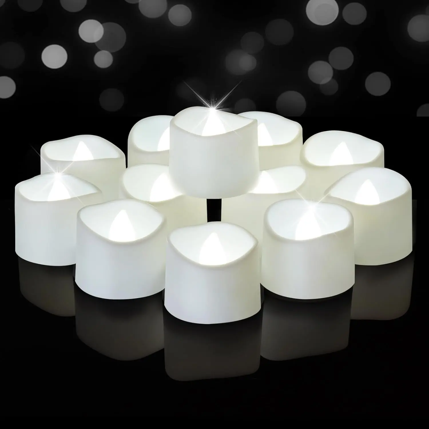 12-Pack Bulk Packs Modern Synthetic Cool White LED Electric Flameless Votive Candles, 200-Hours Flickering with Cozy Glow for Wedding, Holiday Decorations