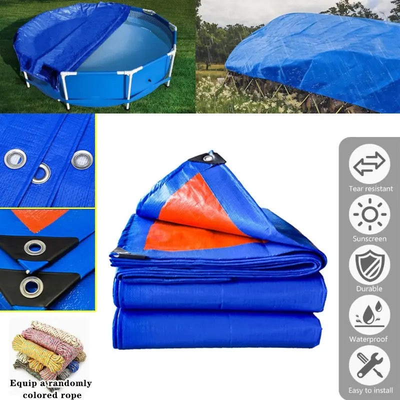 1pc Blue Canvas Tarp, Multi-Functional Durable Thick Rainproof Waterproof Cover, UV Protection, Tear-Resistant, Fade-Resistant, Ideal for Roof, Camping, Garden, Pool, Boat, Car