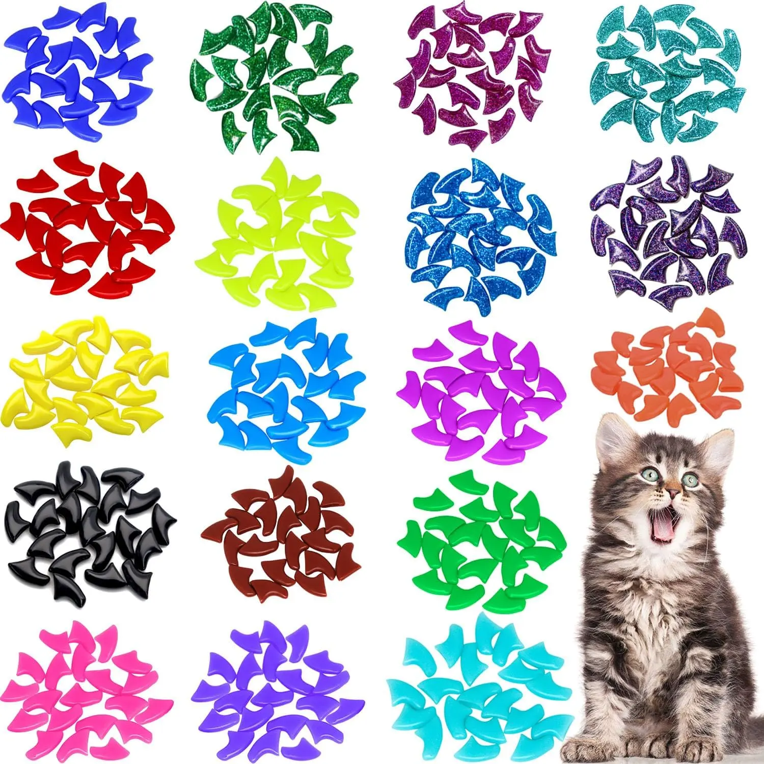 120pcs Cat Nail Caps| Cat Nail Covers| Cat Claw Caps with Adhesives and Applicators (Medium)