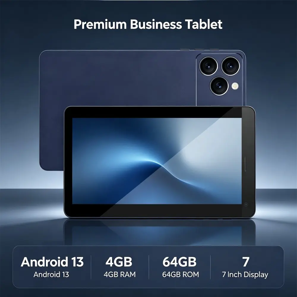 7 Inch Tablet PC, Android 13 Operating System, 4GB RAM 64GB ROM Storage, HD Touchscreen Tablet, Dual‑Camera Design, Touchscreen Android Tablet, Portable Lightweight Android Tablet for Office Work, Online Learning, Daily Entertainment & Business Use