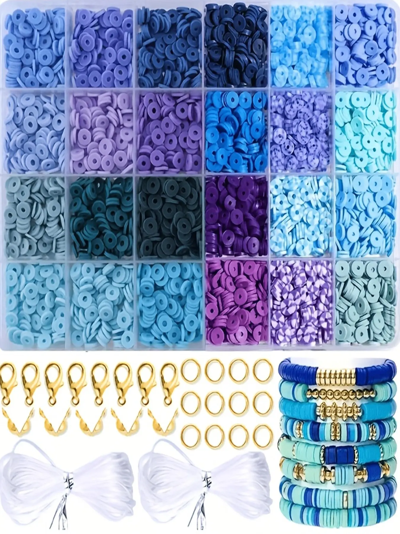 4300 Blue Oceanic Polymer Clay Beads Kit, DIY Jewelry Making, Perfect for Bracelets, Necklaces, Earrings, Handmade Gifts