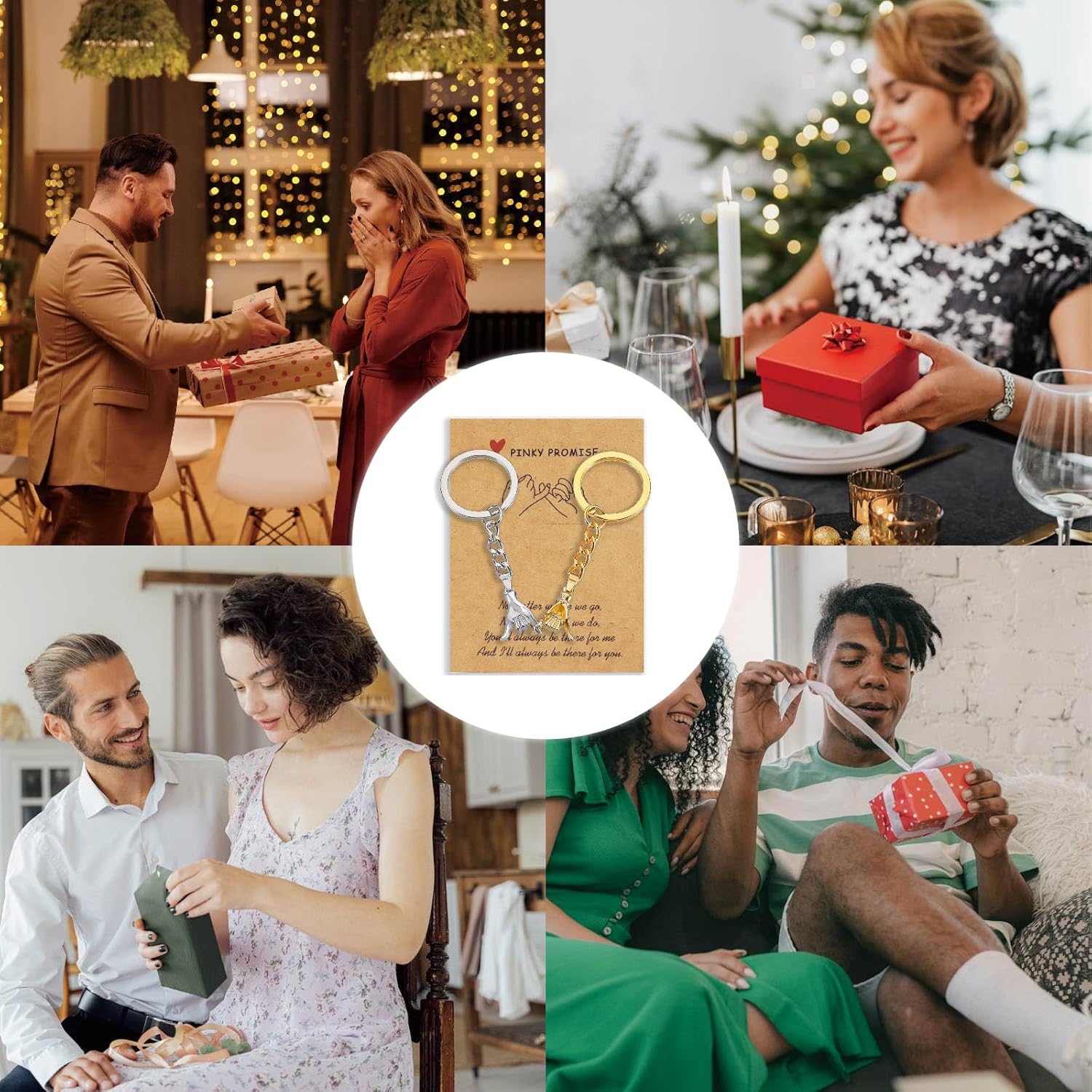 Gifts for Boyfriend - 2PC Pinkie Promise Matching Couples Keychain Gift for Boyfriend Girlfriend Long Distance