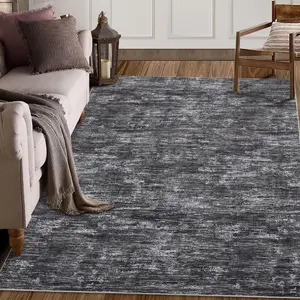 Garvee Solid Area Rug 5x7 for Living Room, Machine Washable Bedroom Rug, Non Slip Large Dining Room Modern Throw Carpet, Low Pile Stain Resistant Contemporary Area Rug for Office, Grey