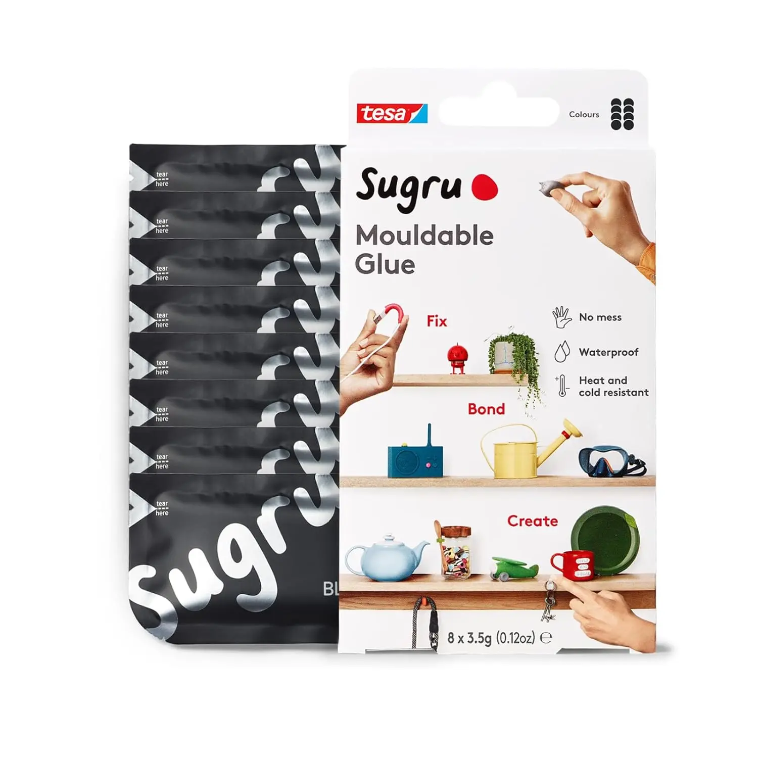 Silicone Super Glue Waterproof All-Purpose Moldable Glue for Crafting DIY Home Improvement Removable Kid-Safe for Indoor Outdoor Use 8 Pack Black (3.5g/ea)