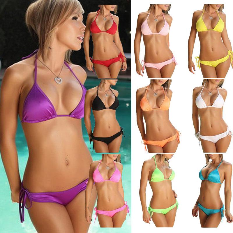 Women’s Candy Color Bikini - Multi & Solid Color Summer Beach Swimwear