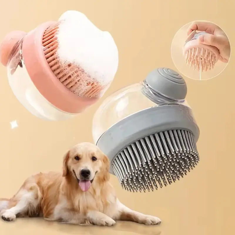 Silicone Pet Bath Brush for Cats and Dogs, Soft Massage Shower Scrubber, Deep Cleaning, Gentle Grooming Tool for All Breeds