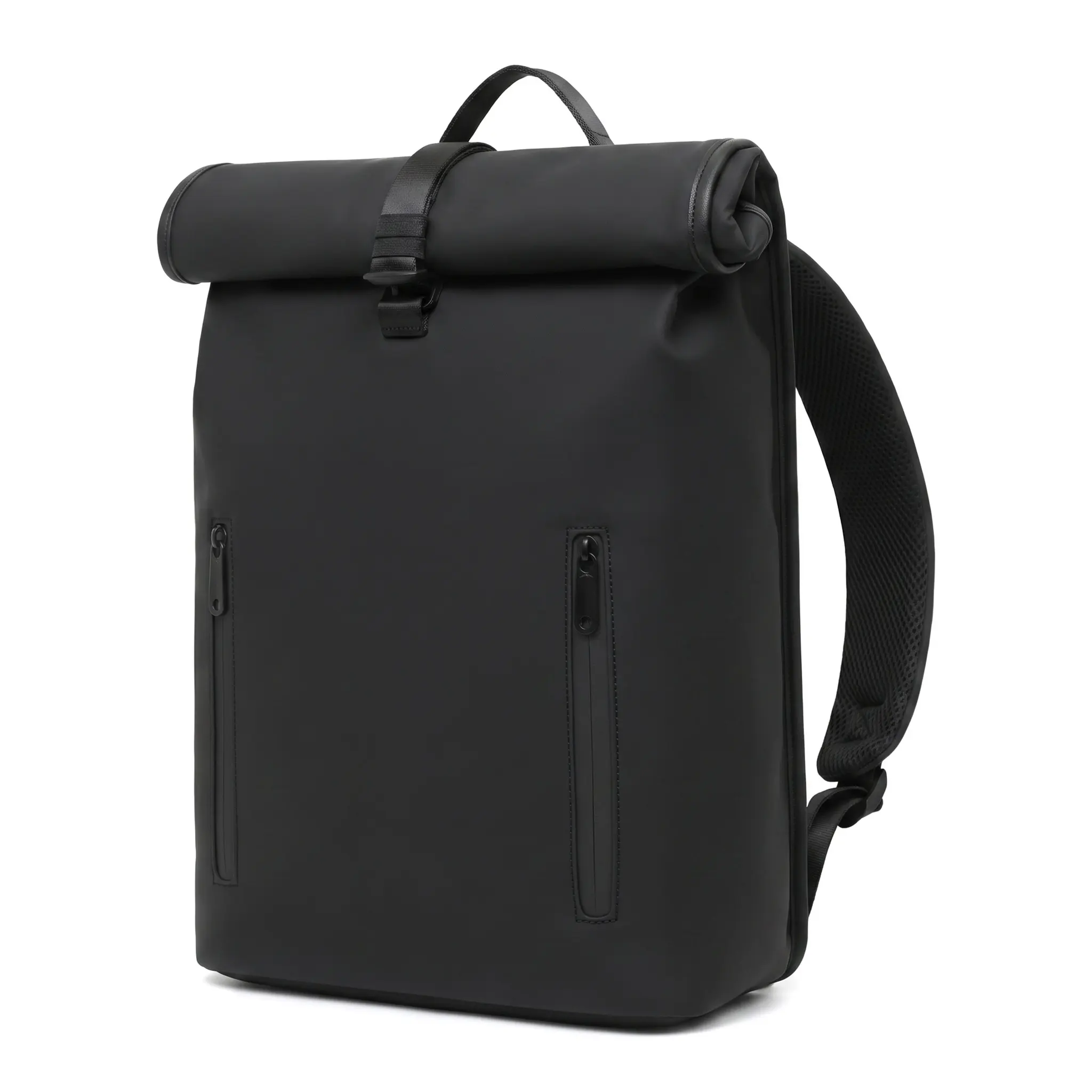 Unisex Chic Roll-Top Commuter Backpack for Adults - Waterproof Expandable Nylon Bag with Adjustable Shoulder Straps, Fits 15-in Laptops, Ideal for Business & Casual Use, 45 X 32 X 15 Cm, Curved Shoulder Straps