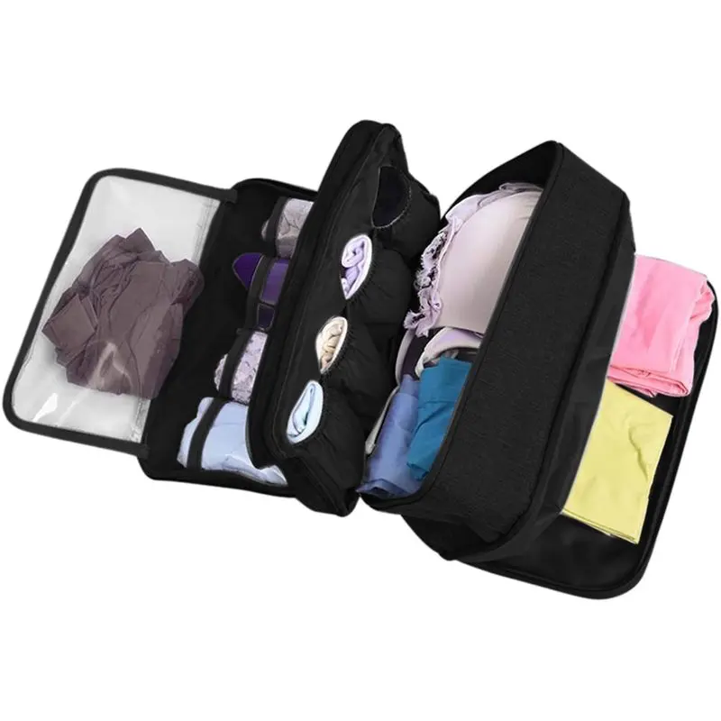 Travel Underwear Organizer Bag with Handle - 1 Size Fits, Portable Lingerie Storage Cube for Bras, Socks, Panties, Toiletries & Accessories, One Size Fits