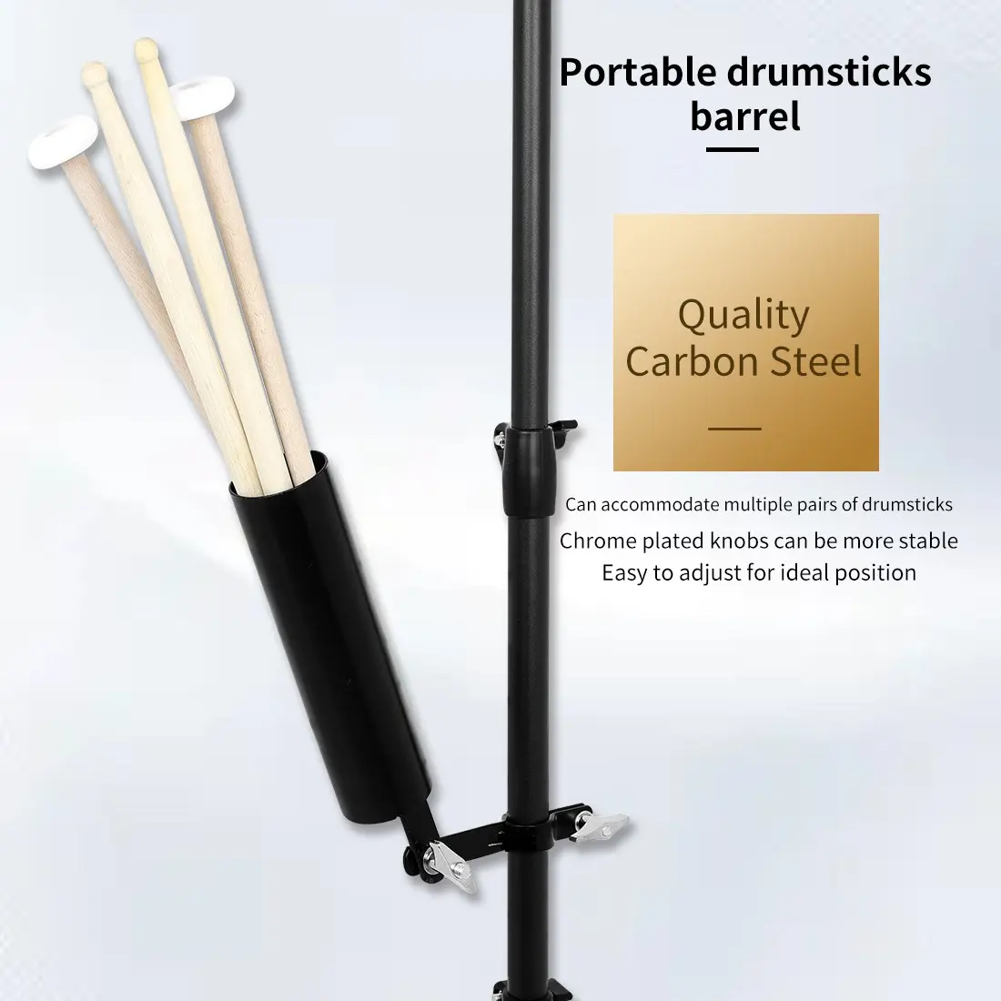 In-199 Carbon Steel Drumstick Holder with Metal Support Frame, Durable 4-String Design, Ideal for Musicians and Drum Enthusiasts