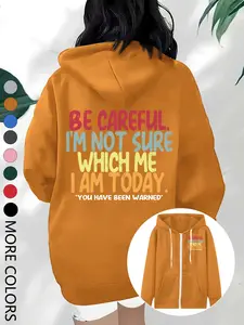 Women's Fall Winter New Hooded Sweatshirt, Cartoon Letter Print, Long Sleeve Casual Jacket, Fashion Women's Top, Multiple Trend Colors Available