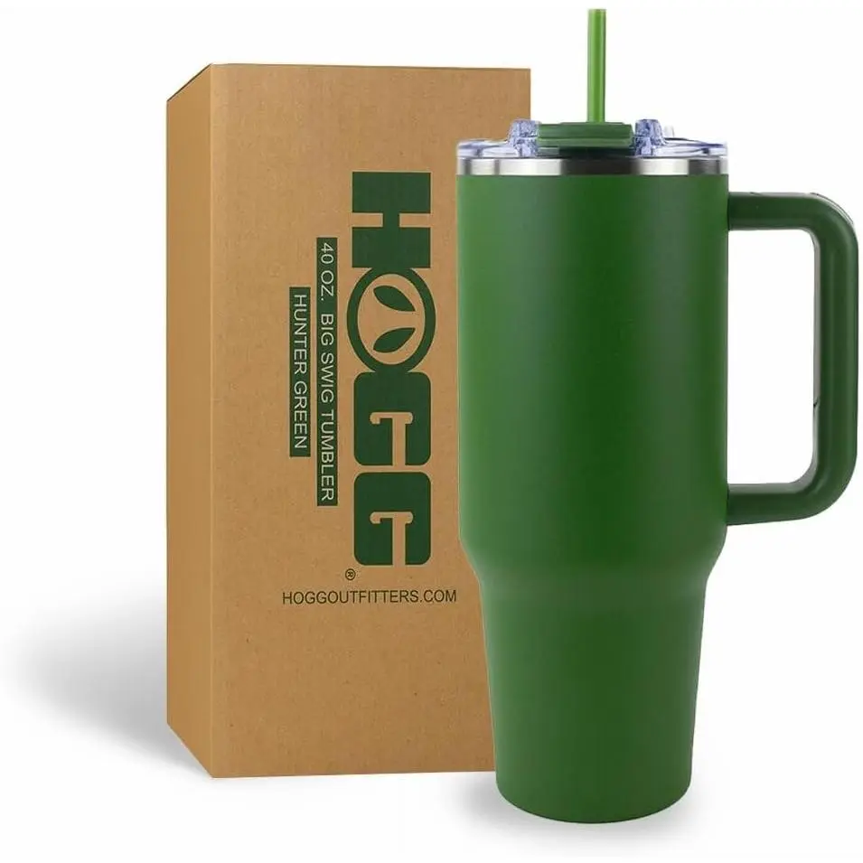 Big Swig 40oz Tumbler with Handle and Straw - Hunter Green, 40 oz Tumbler, Insulated Cup with Handle, 40oz Water Bottle with Straw, Thermal Cups, Leak Proof Lid, Travel Mugs, Stainless SteelGift.