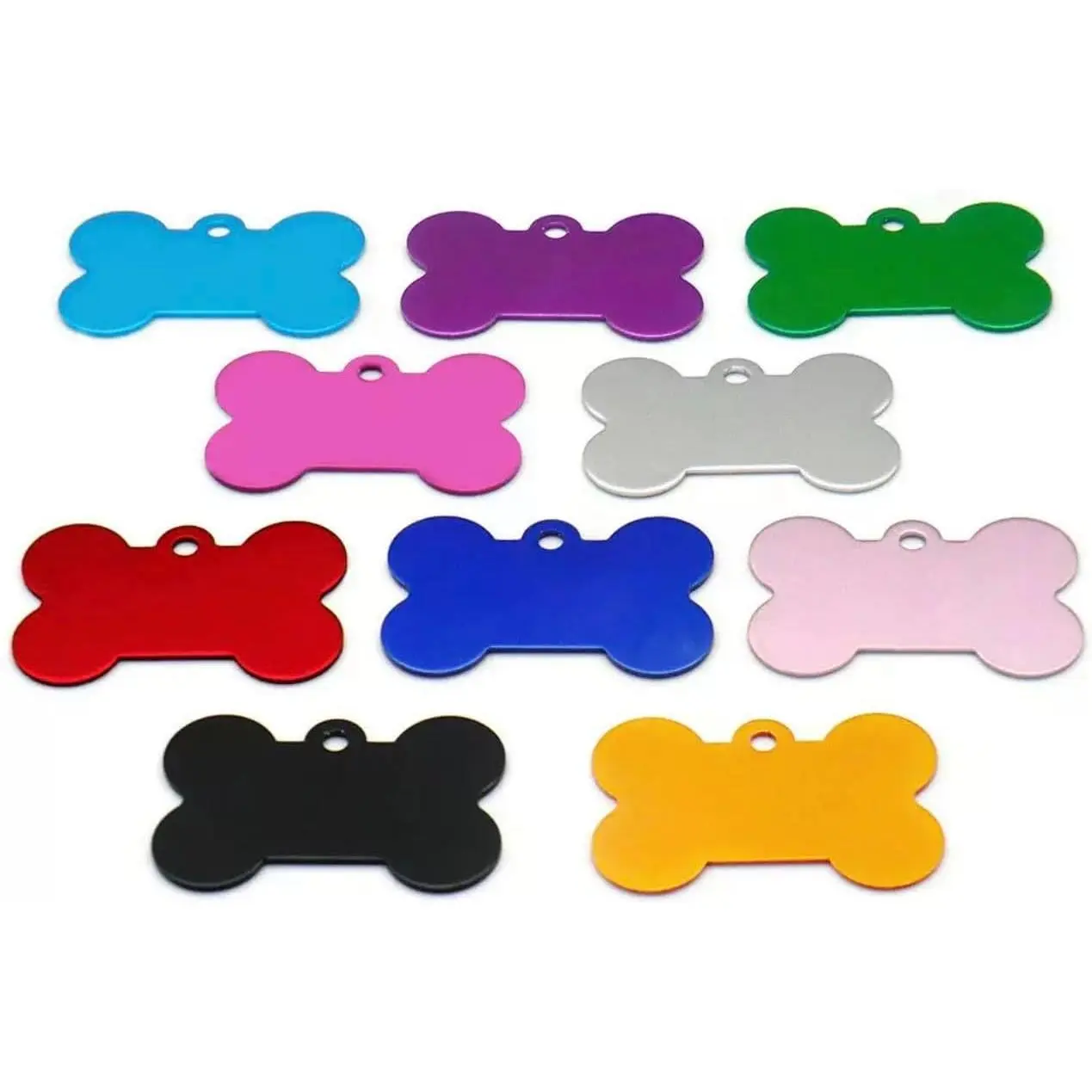 10 Colors Custom Personalized Dog Cat ID Tags - Pet Name Tags with Up to 4 Lines of Custom Text on Back