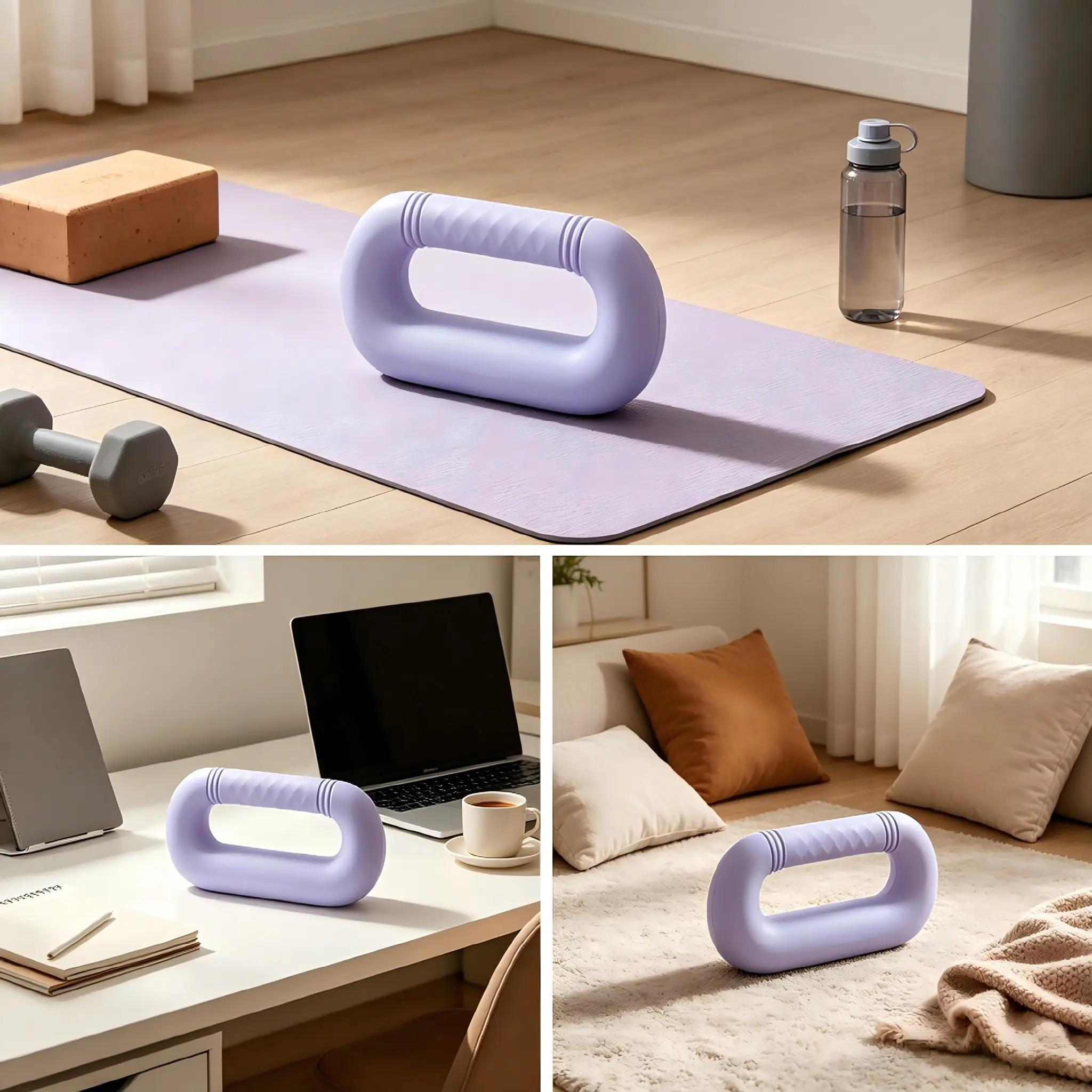 1 Piece, Light Purple Ring Dumbbell for Home Fitness, Compact Hand Weights. Fixed weight, non-adjustable. Compact and easy to carry. Perfect for home workouts, arm muscle training and yoga. Suitable for men and women.
