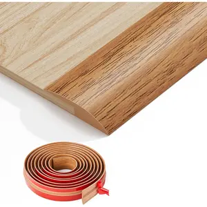 Self Adhesive Floor Transition Strip, Carpet & Flooring Transitions Edging Trim Strip, Vinyl Threshold Strip for Threshold Height Within 5mm (118inch, Light Brown Wood Grain)