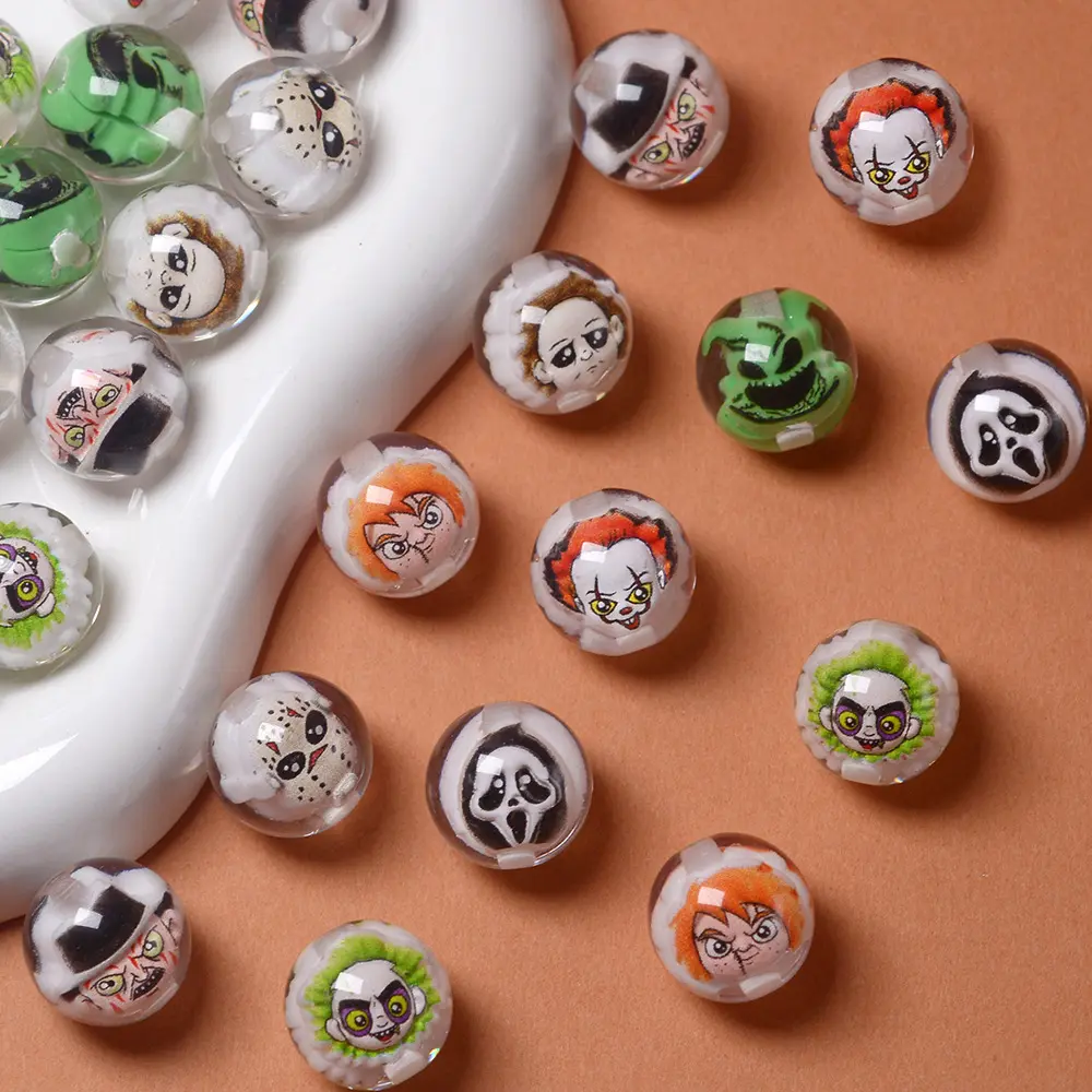 Dark Horror Ghost Face Cartoon Resin Loose Beads, Halloween DIY Crafts Handmade Fashion Costume Body Jewelry Accessories