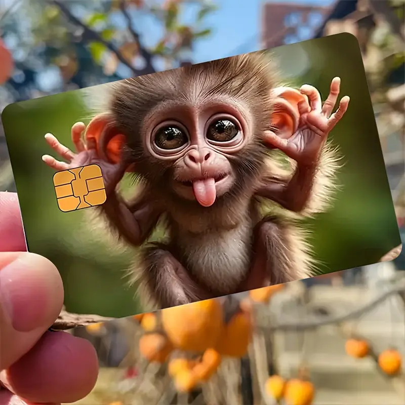 Monkey "credit card stickers for transportation, keys, credit cards, debit cards, and bank card protection, bubble free, high-quality, suitable for small chip cards