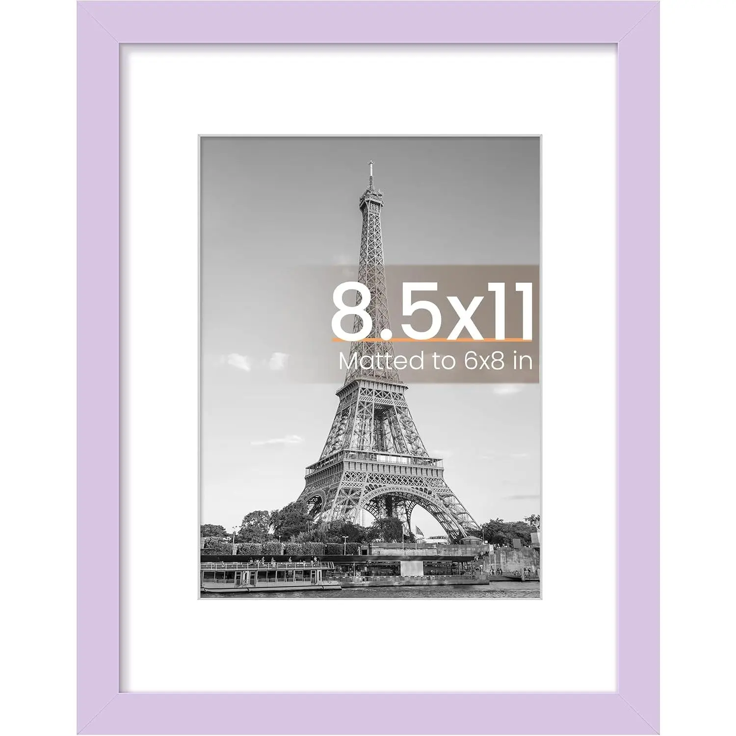 8.5 By 11 Picture Frame, Certificate Frames, Purple 1 Pack |   8.5 x 11 Frame, 6x8 Frame with Mat for Gallery Wall Decor, Diploma, Gradution, Baby, Dog, Dorm, Christmas