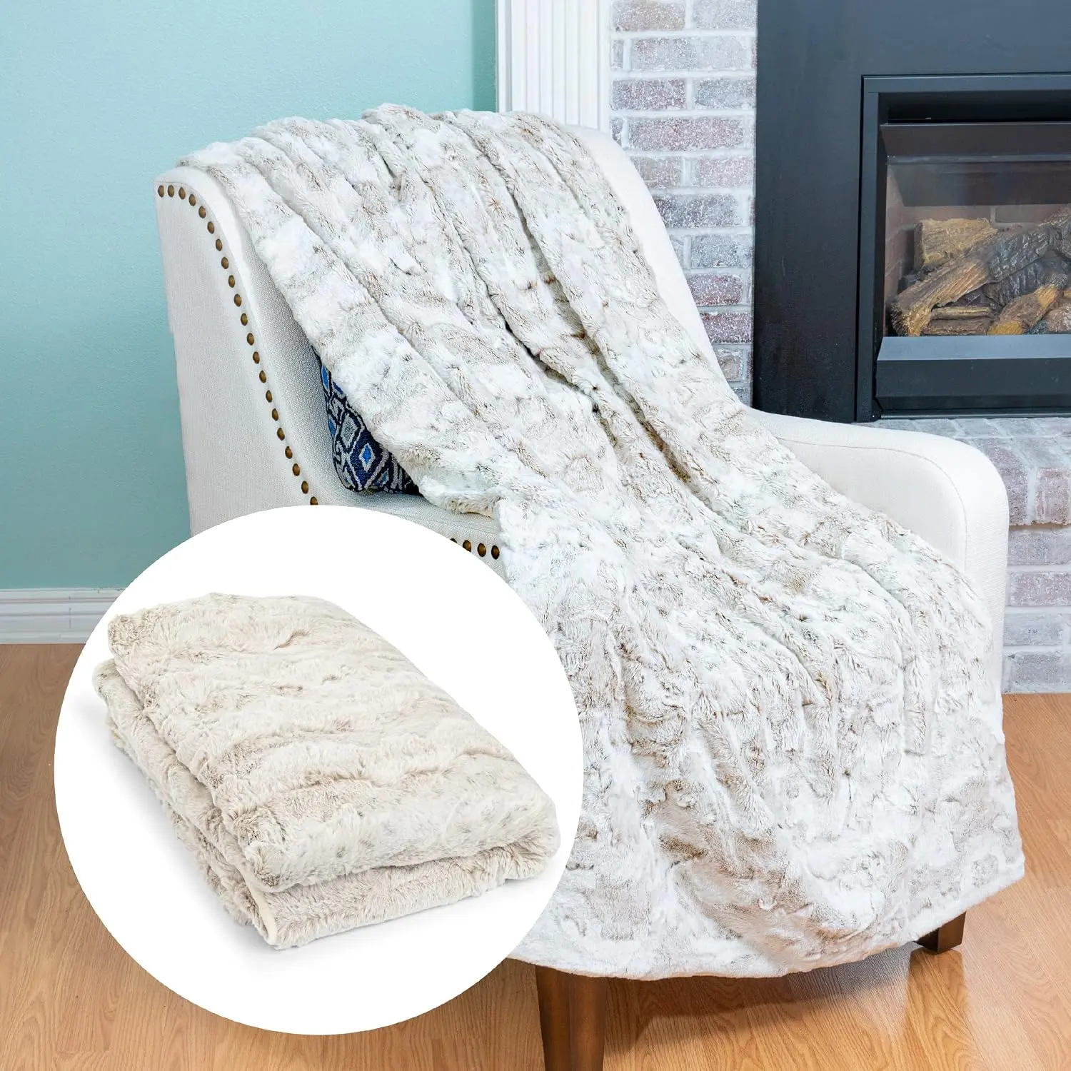 Outrageously Soft Throw Blanket - Ultra Plush Minky Faux  Blanket -  60 x 80 Inches - Tan