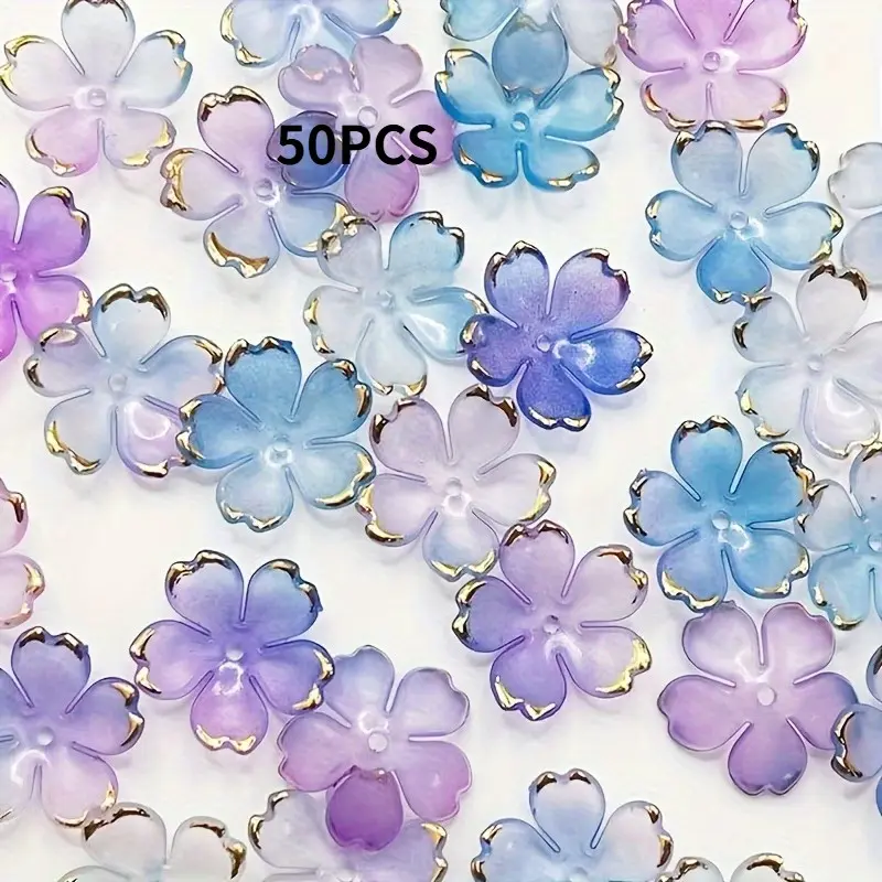 50-Piece Set Decorative Beaded Flowers, Elegant Petal DIY Bracelet Necklace Phone Lanyard Accessories Kit, Jewelry Making Kit, DIY Beads