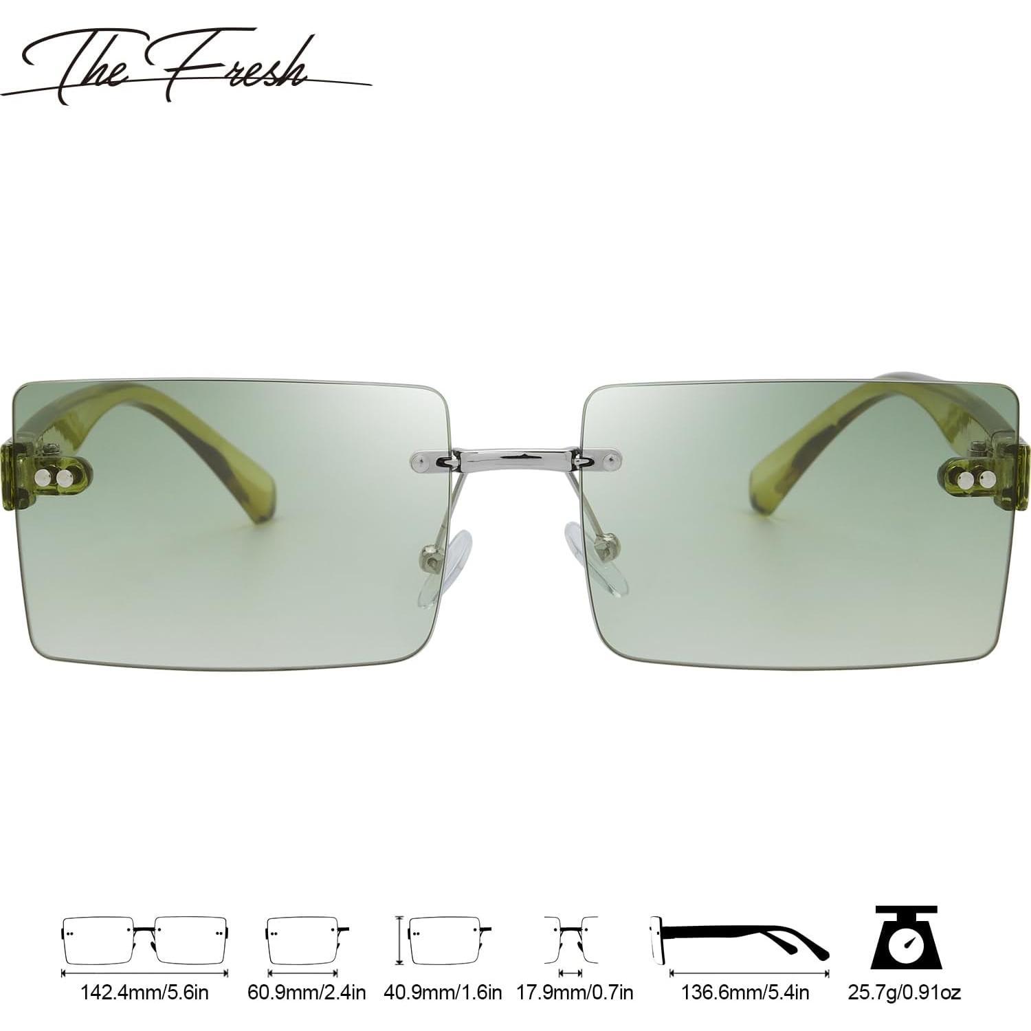 Minimalist Small Rectangular Sunglasses Clear Eyewear - Exquisite Packaging