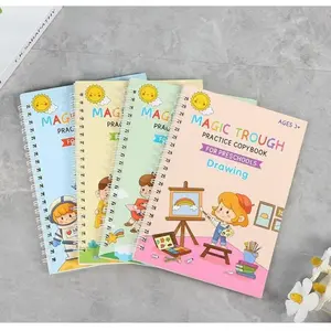 Magic Groove Handwriting Practice Book Set for Kids Aged 3-6, Reusable Learning Pad with Erasable Letters Numbers Coloring Math Skills Included