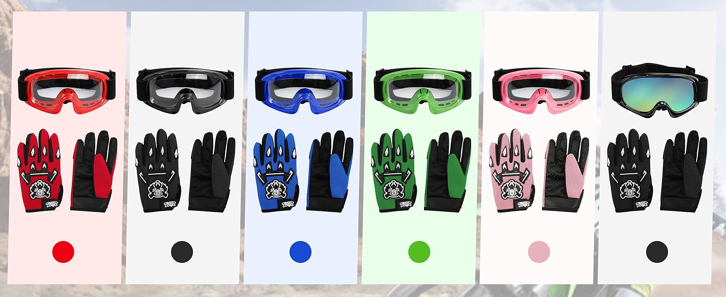 Youth Motocross Offroad Street Dirt Bike Helmet Youth Motorcycle ATV Helmet with Goggles Gloves Blue Flame M