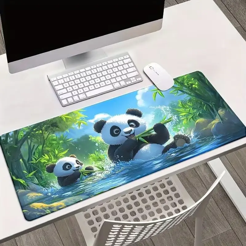 Large Rubber Gaming Mouse Pad, Panda Design, Fun Desktop Element, Office & Gaming Setup, Ideal Christmas & Halloween Gift