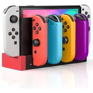Charger Dock for  /OLED,  Dock for Joy-Con Controller, with LED , Charge up to 4 Joycon Controllers - Wii U Chargers