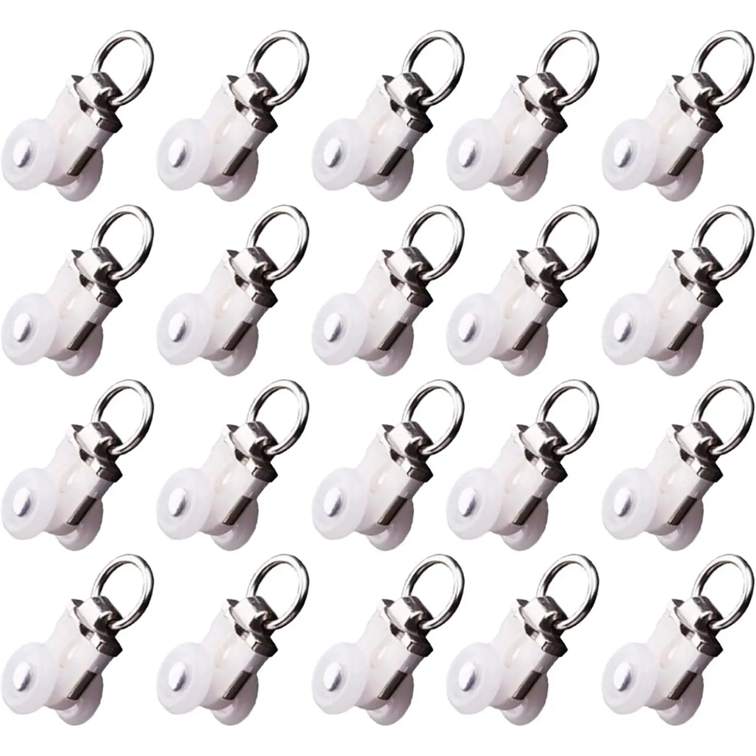 20 Pack White Straight Curtain Track Runners & Accessories, Smooth Gliding Curtain Rollers for Home Window Decoration