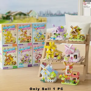 DIY Micro-Particle Windmill House Building Blocks Toy, Tabletop Decorative Puzzle, Creative Birthday Gift for Kids Aged 8+, Assembly Required