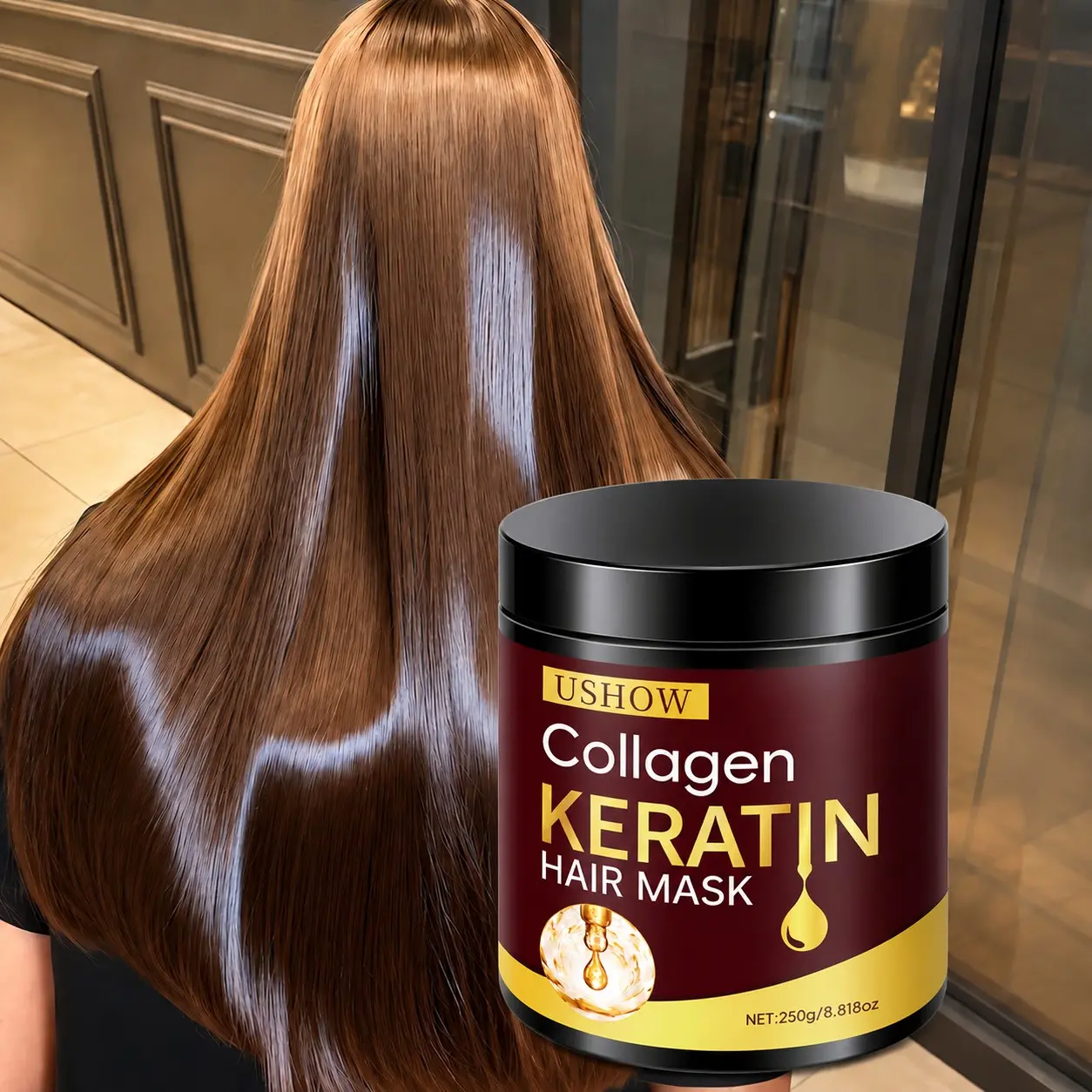 250g Protein Hair Mask, Deep Conditioning for Dry and Damaged Hair, Softening with Keratin and Collagen, Anti-Breakage Benefits