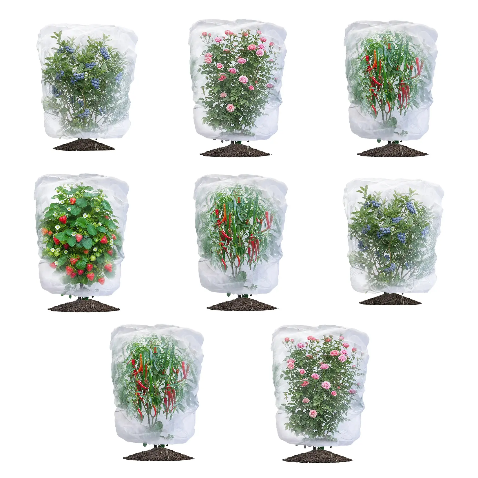 8 Pack Garden Netting Bags 4x4.6ft Drawstring Plant Covers Bird Barrier Mesh for Fruit Trees Berry Bushes Vegetables and Flowers Pest Protection Netting