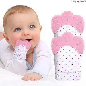 Silicone Teething Mitten for Babies, Anti-Scratch Chewing Glove Teethers for Soothing Gum Pain Relief