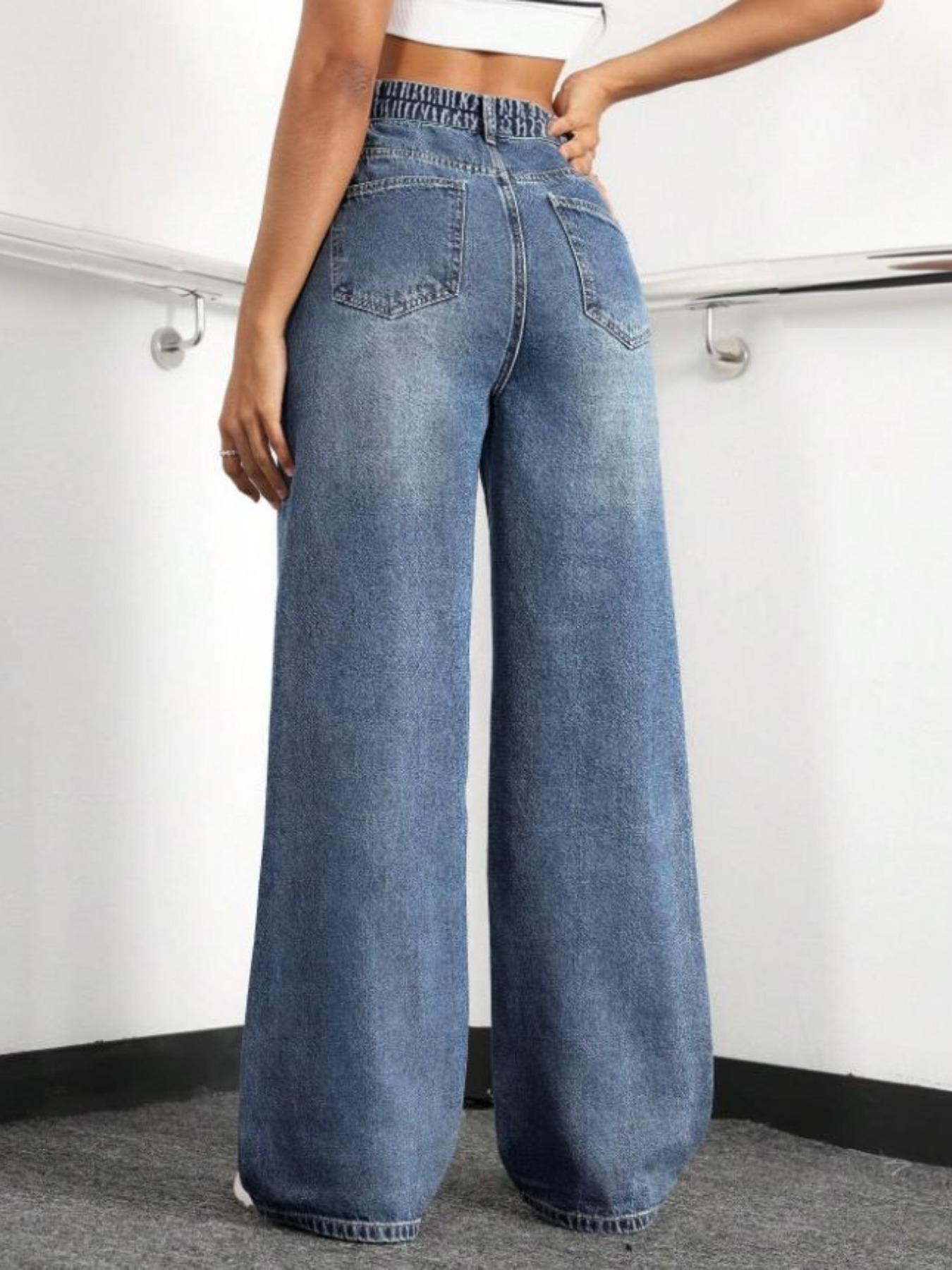 Women's Elastic Waist Denim Jeans with Pockets and Buttons, Casual Basic Fashion Comfortable Trousers for All Seasons, Perfect for Any Occasionstacked pants Womenswear Women's Elastic Waist Denim Jeans with Pockets and Buttons, Casual Basic Fashion Comfortable Trousers for All Seasons, Perfect for Any Occasionstacked pants Womenswear